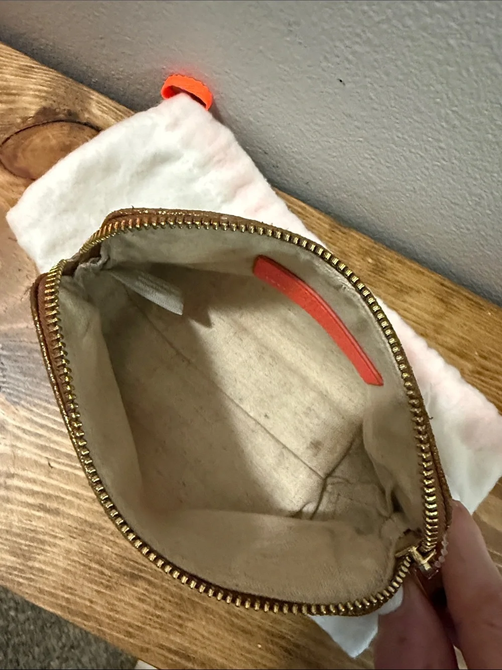 India Hicks Bronze Firefly Metallic Cosmetic Pouch w/ Dust Bag